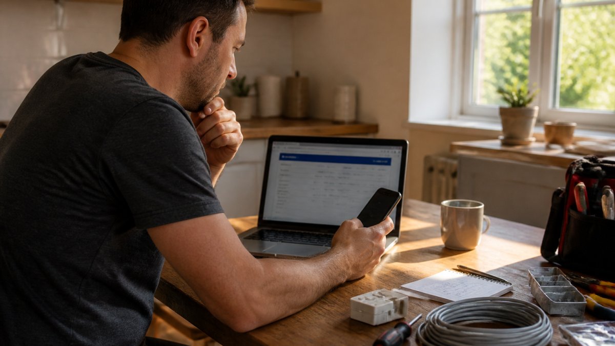 Step-by-step guide for a homeowner using a laptop to verify a NAPIT approved electrician online