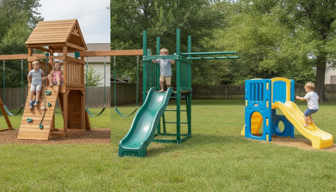Visual comparison chart showing how to choose backyard playset