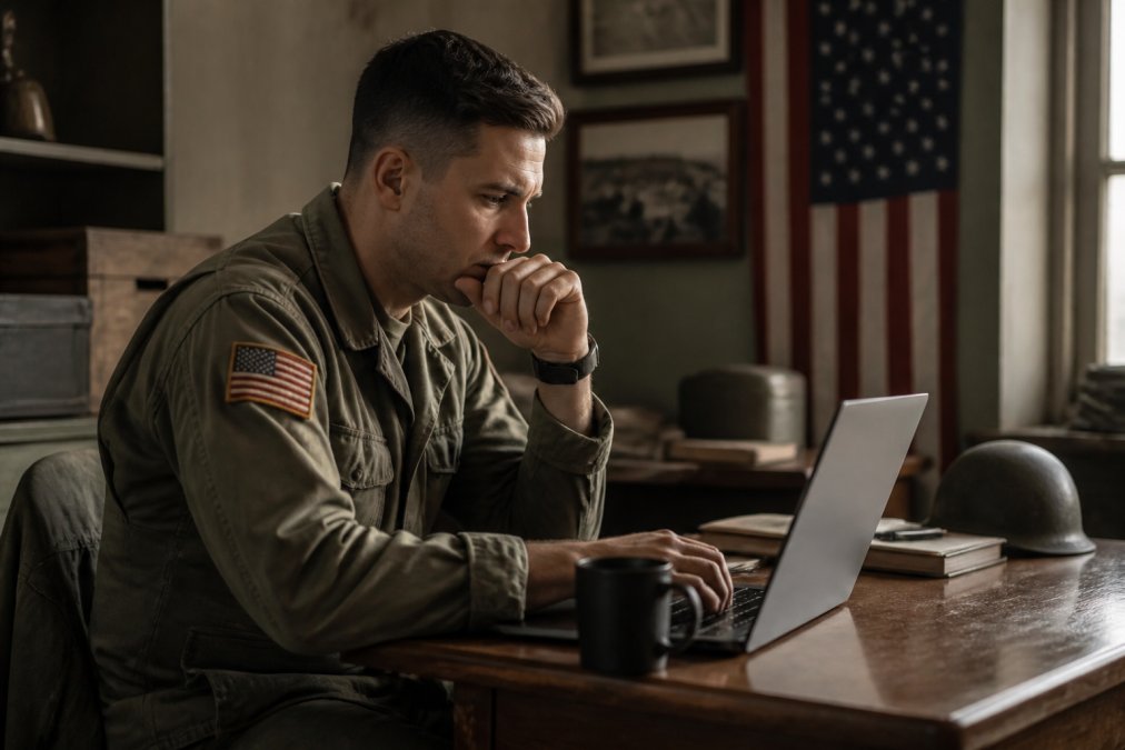Person checking their coffee subscription account on a laptop, with a coffee cup nearby on the desk