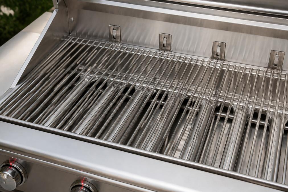 Compare the materials and care guidance listed for the exact grill.