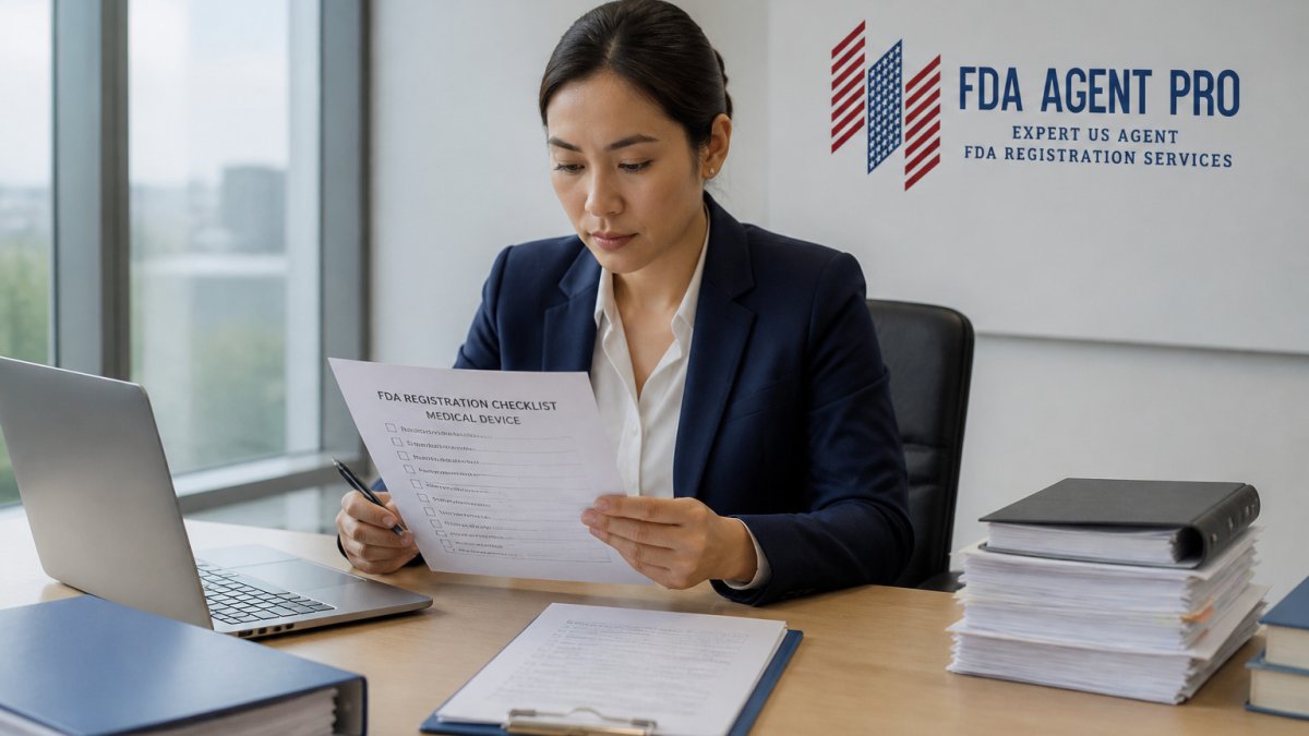 Regulatory affairs manager reviewing an FDA registration checklist, a reliable registrar corp alternative workflow.