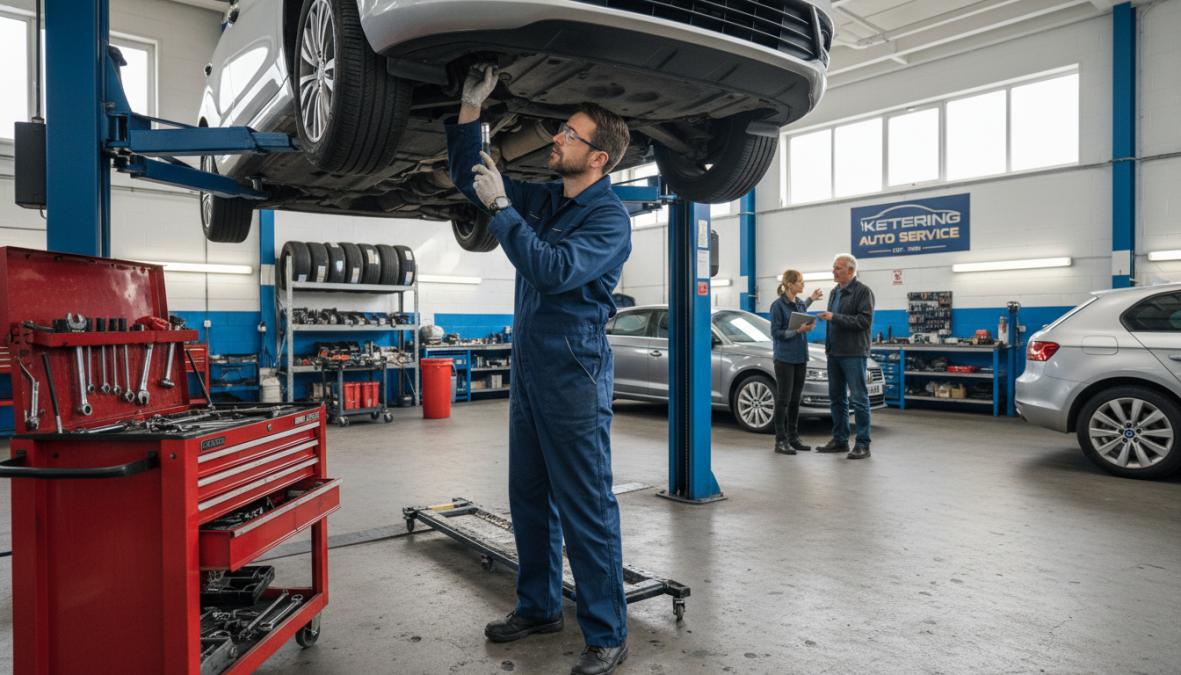 Professional illustration showing how to choose a reliable car garage in Kettering