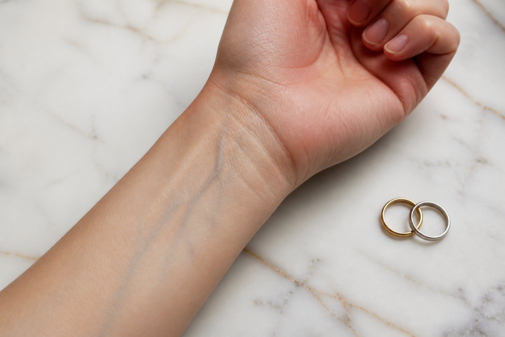 Infographic showing how to check wrist veins and jewelry tones to find the best shade for your cruelty-free lipstick.