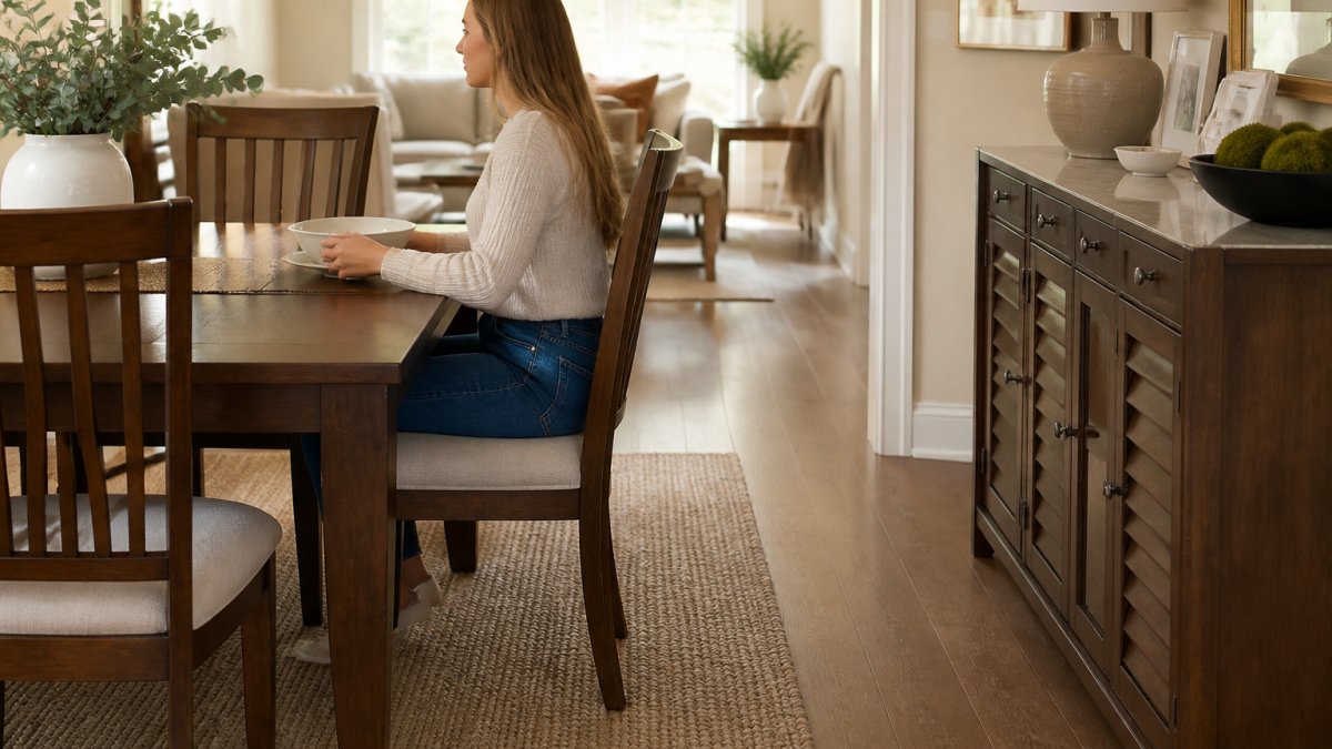 Diagram illustrating the 36-inch clearance rule for ideal dining table size and comfortable seating space.