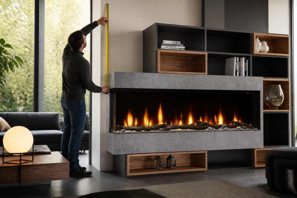 Professional illustration showing Homeowner for fireplace size living room