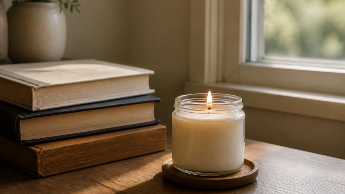 Infographic illustrating the step-by-step process of how clean-burning soy wax candles differ from paraffin.