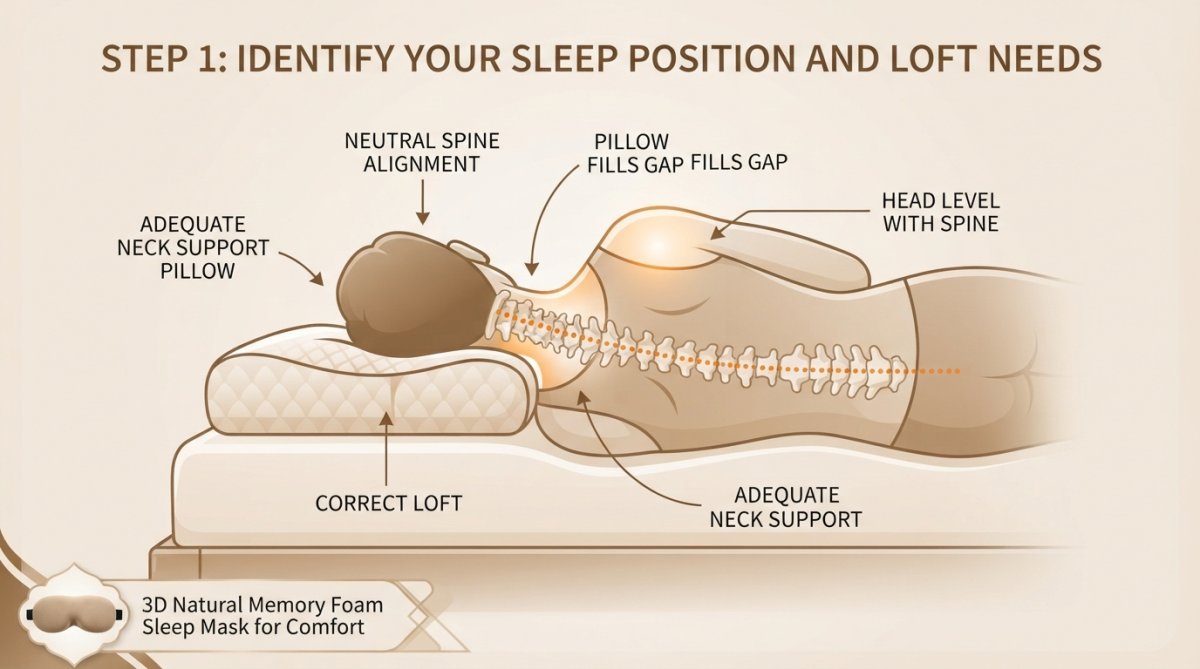 Process diagram showing steps for choose right pillow