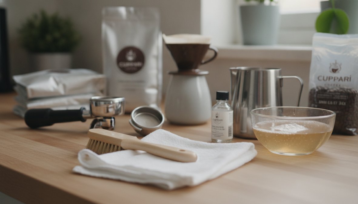Step-by-step visual guide for Close for clean coffee equipment