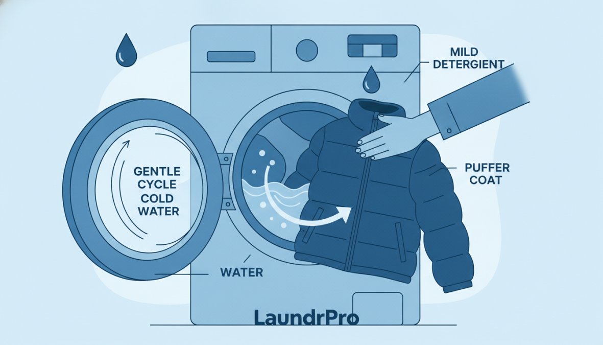Step-by-step visual guide for how to clean winter coats