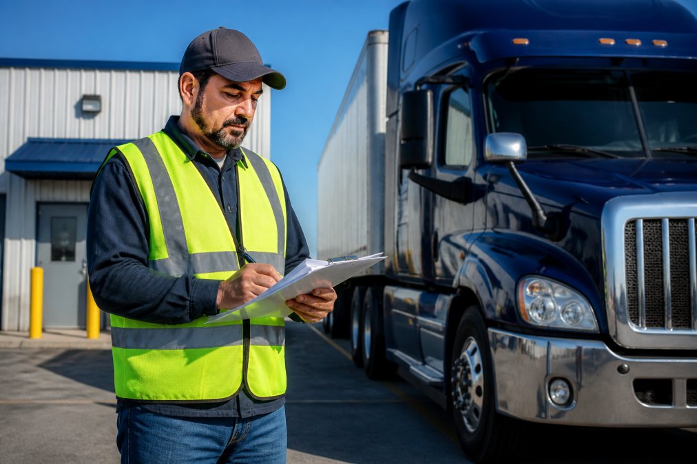 Process diagram showing steps for truck and professional and driver concepts for clear fmcsa prohibited status