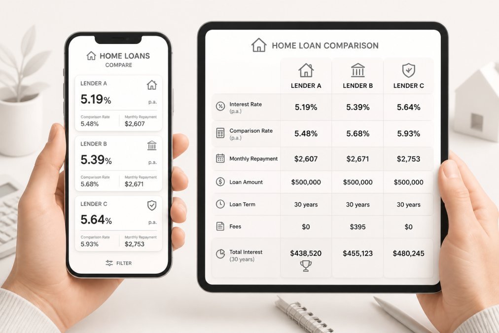 Visual comparison chart showing compare mortgage interest rates