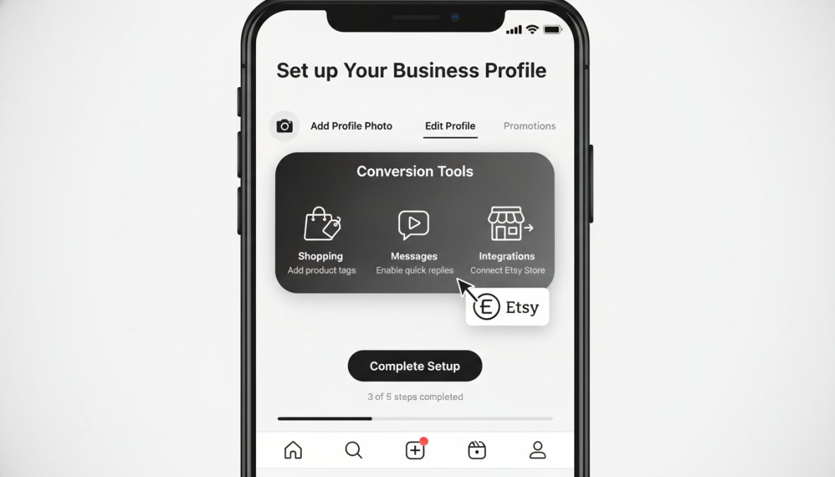 Software tools interface for how to connect etsy store to instagram