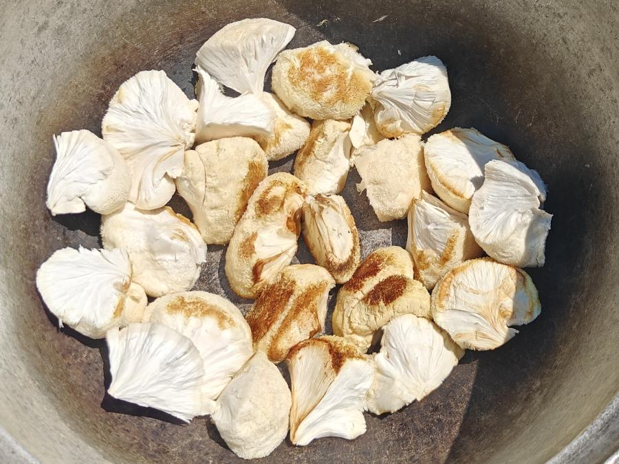 Fresh Lions Mane in a Wok