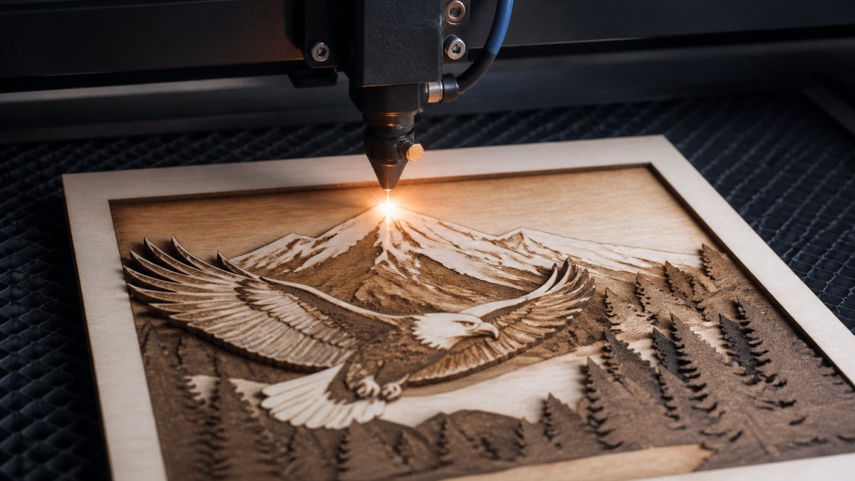 Diagram showing how to create depth layers for laser engraving with varying surface relief and burn intensity.