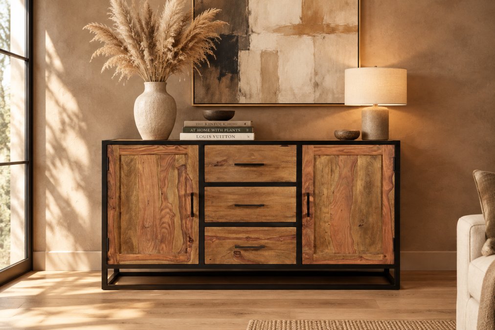 Raven Sheesham Wood Sideboard | Light Teak Finish