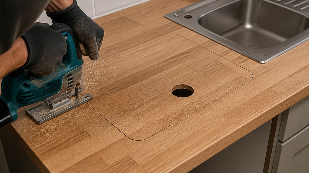 How to Cut a Kitchen Worktop for a Sink
