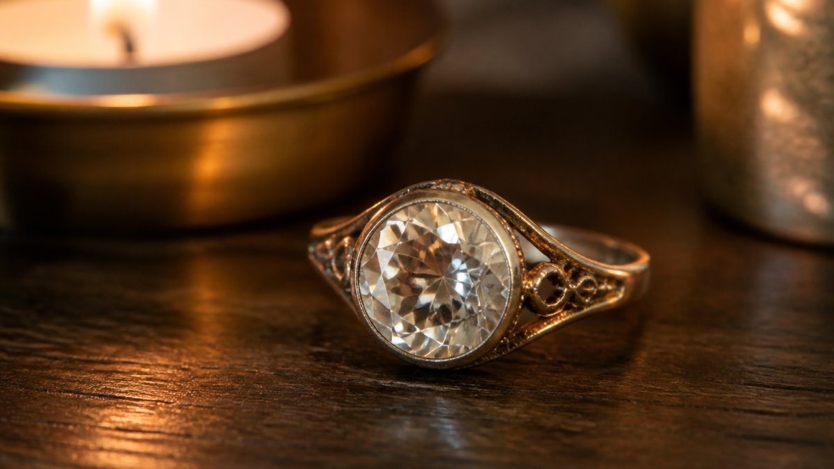 Infographic showing the distinct features of an antique old mine cut diamond including its high crown and small table.