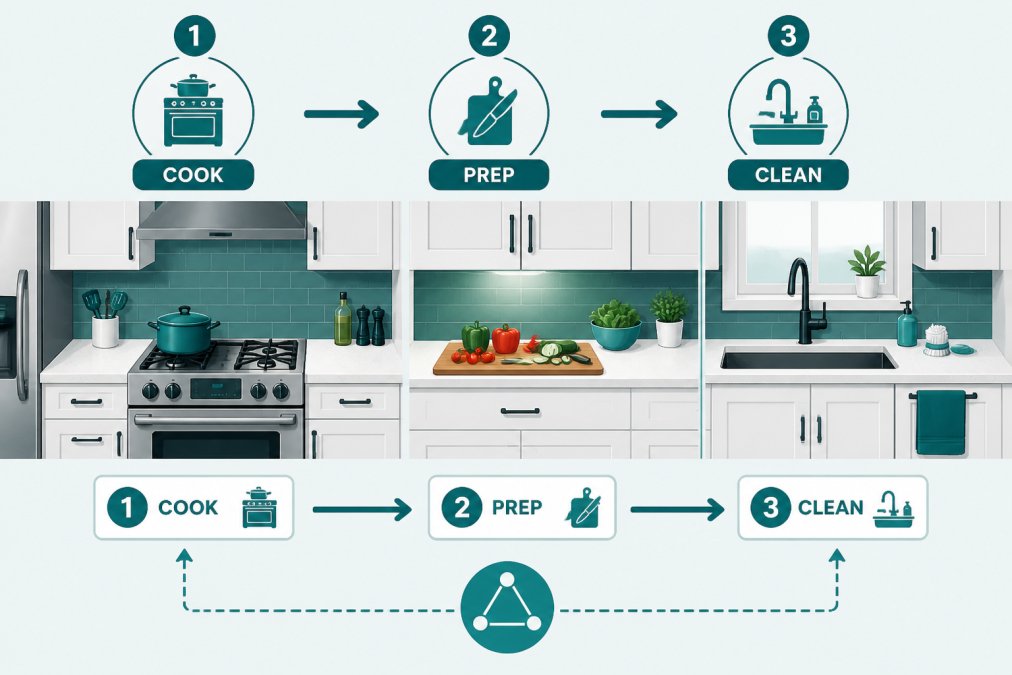 Step-by-step visual guide for functional kitchen layout
