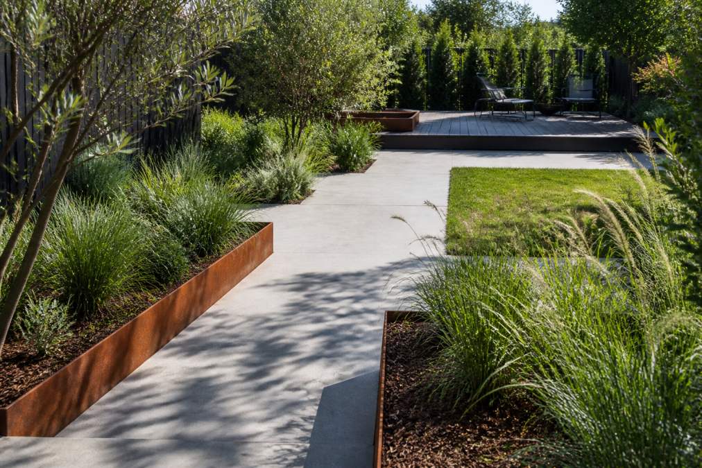 Professional illustration showing Sydney, Corten for low maintenance garden