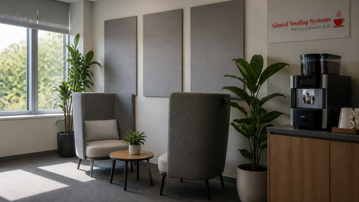 Quiet office space with acoustic panels and soft lighting showing how to design a quiet zone in the workplace.