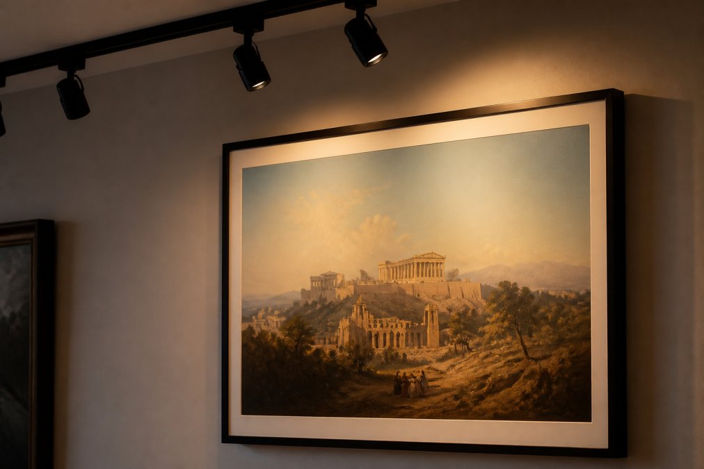 Professional illustration showing display art history prints