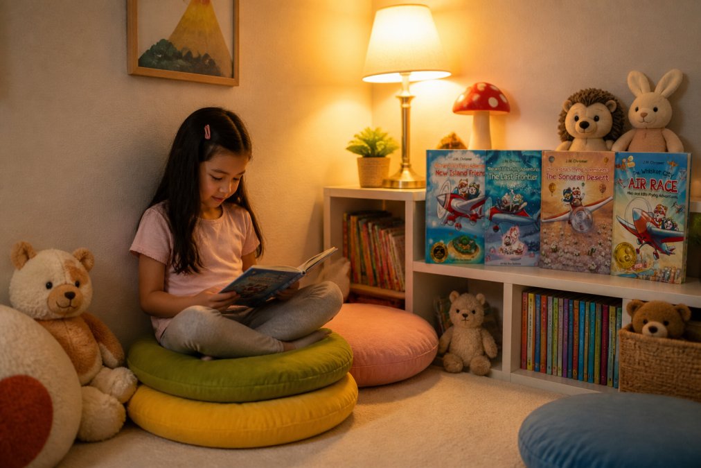 Professional illustration showing Child for encourage reading habits