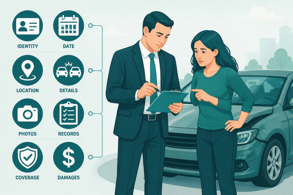 Professional illustration showing file car accident claim