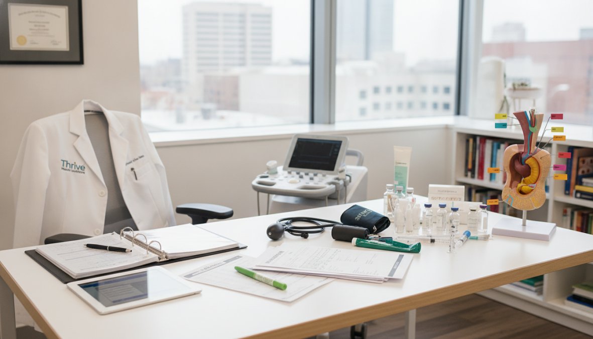 Step-by-step visual guide for patient and consulting and healthcare concepts for how to find a hormone specialist