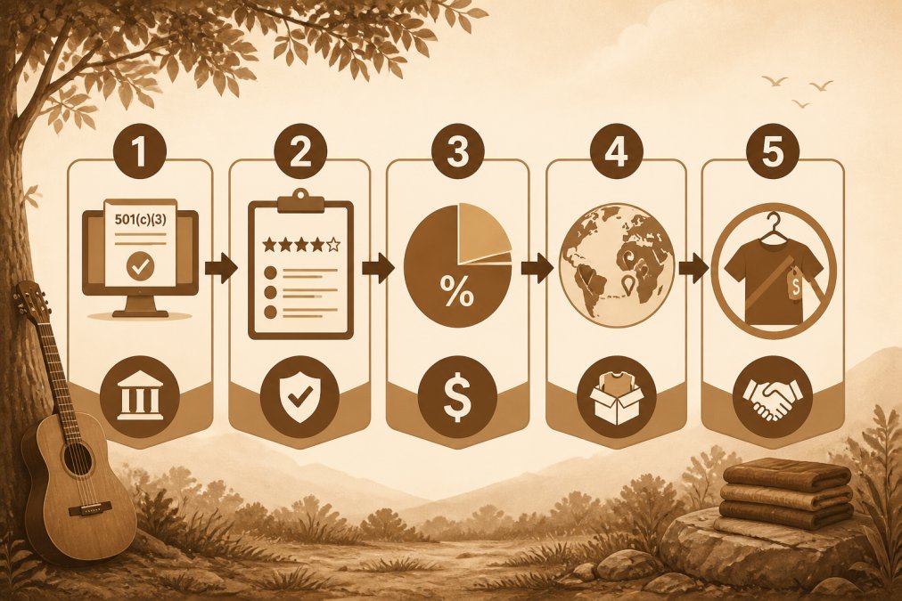 5-step flowchart for vetting charities to ensure ethical clothing donations reach those in need.