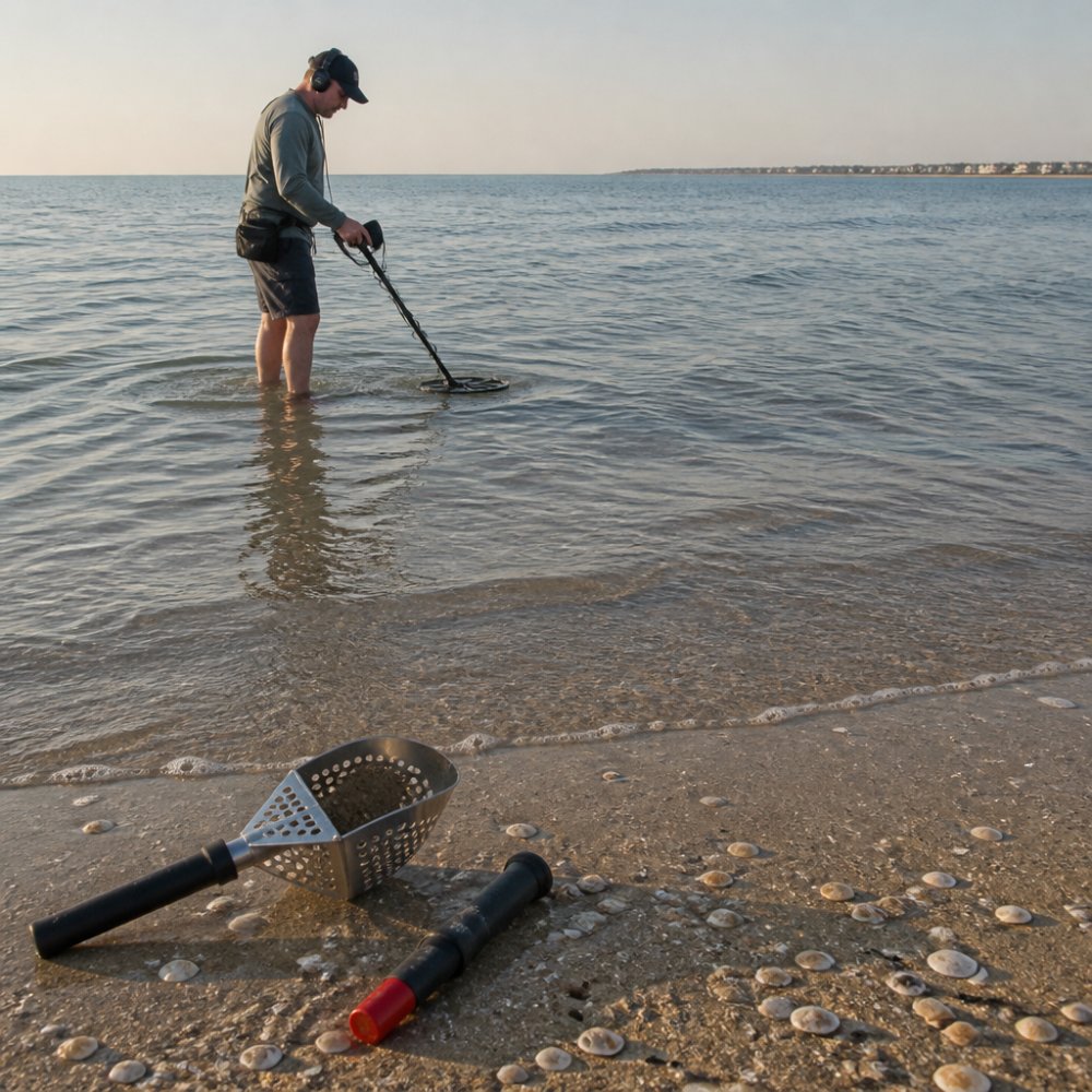 Step-by-step visual guide for Metal for how to find gold rings in shallow water