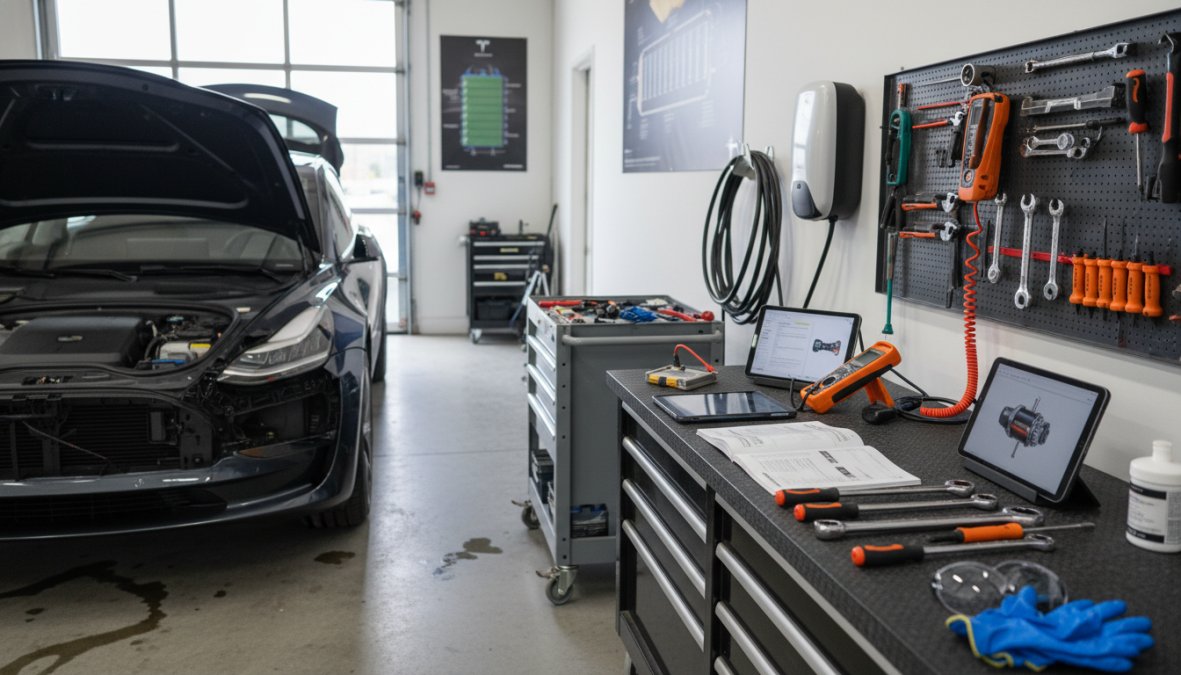 Step-by-step visual guide for Tesla for how to find reliable EV mechanics near me
