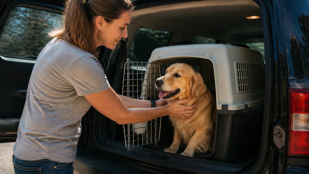 Dog being transported safely