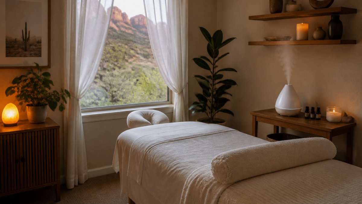 Infographic flowchart detailing how to find therapeutic massage in Sedona and steps for your first session.