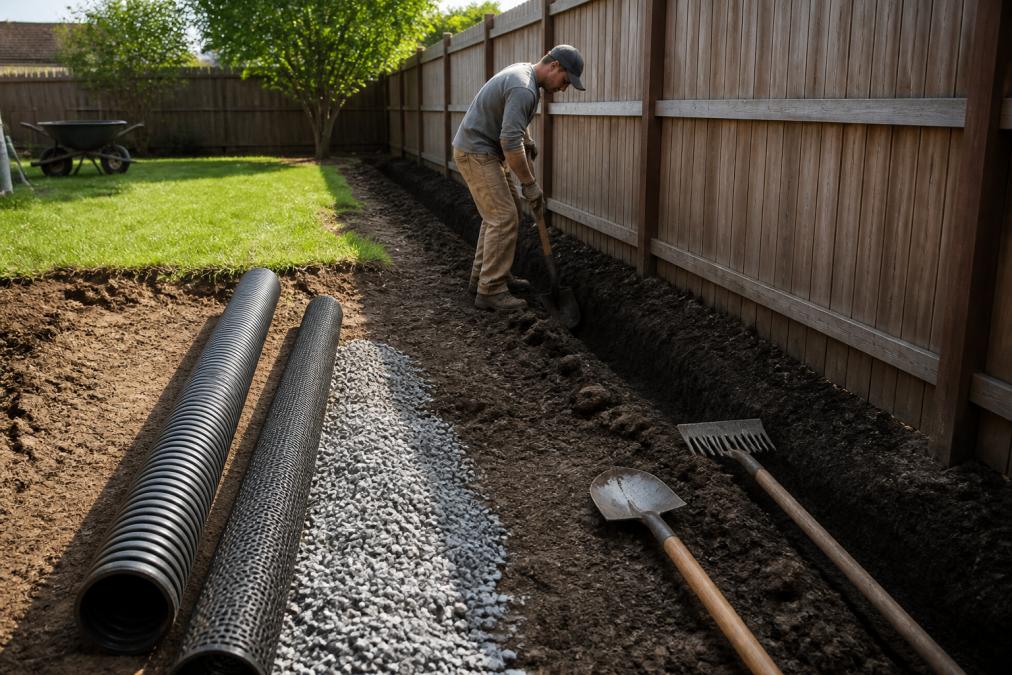 Step-by-step visual guide for French for backyard muddy spots