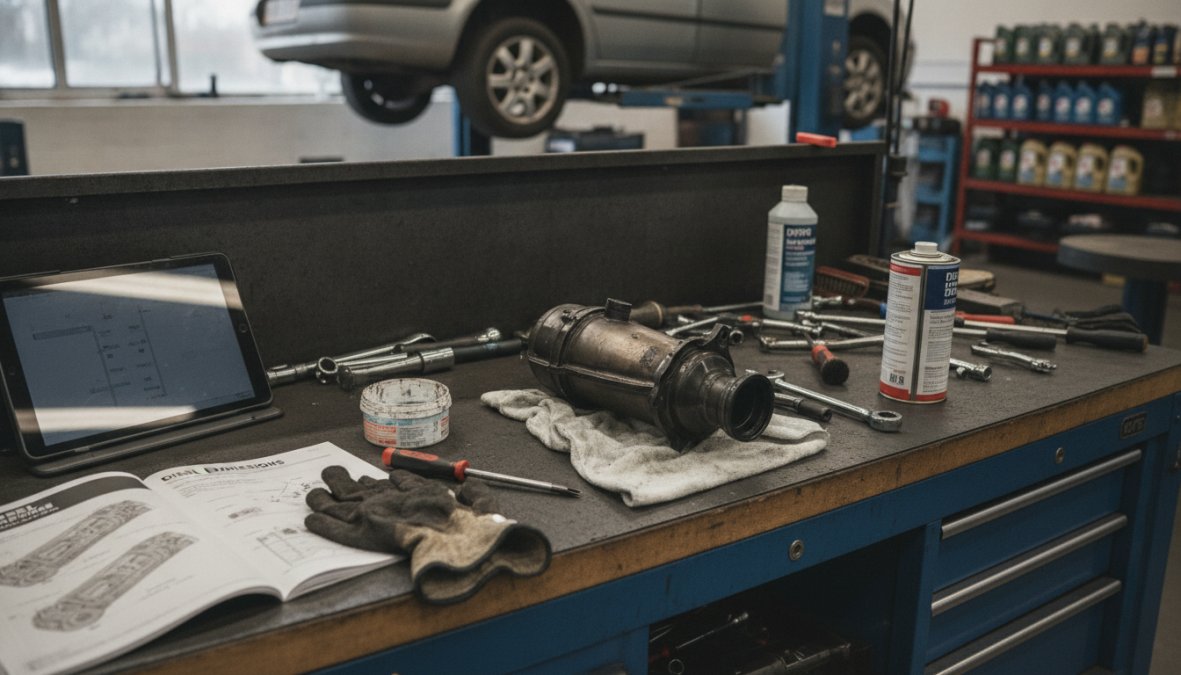 Step-by-step visual guide for Mechanic, OBD for dpf warning light