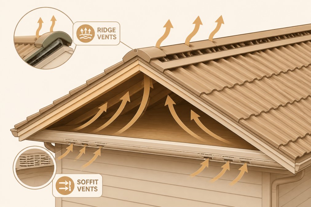 Professional illustration showing roof heat buildup