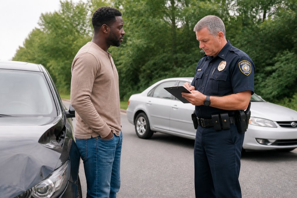 Professional illustration showing Driver for police accident report