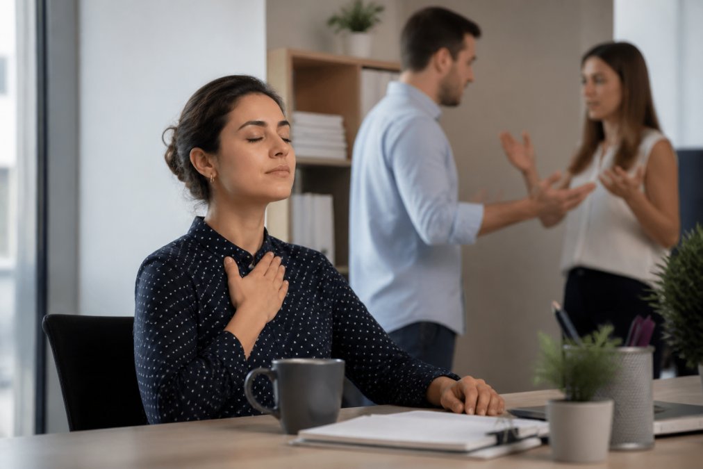 Professional illustration showing passive aggressive coworkers