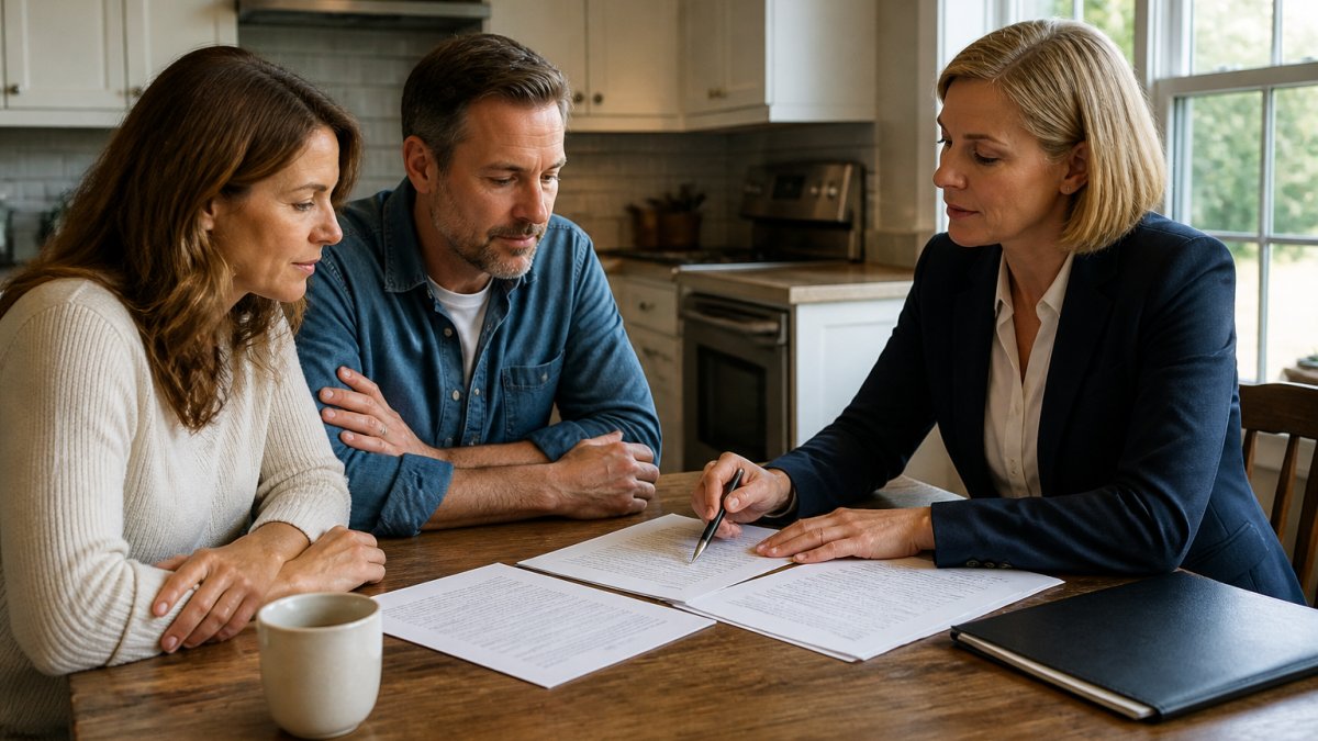 Infographic showing the process of property division and tax implications of selling marital home in Kansas