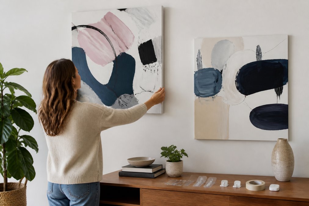 How to Hang Abstract Paintings Without Nails: 7 Safe Methods