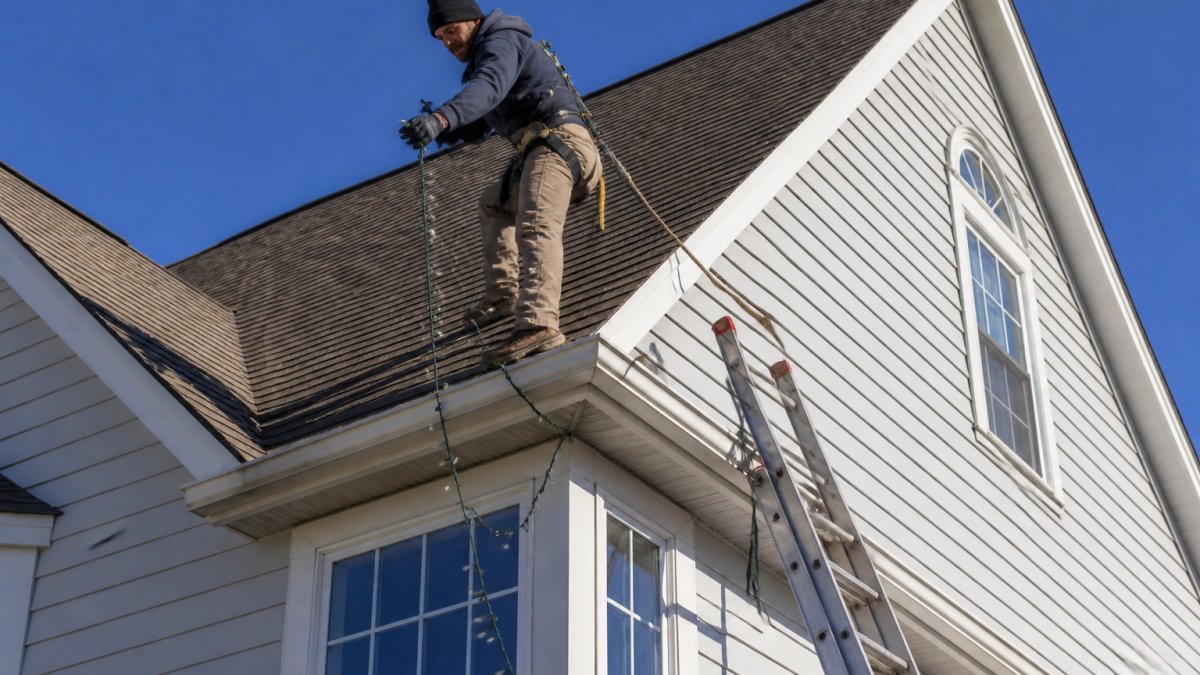 How to Hang Christmas Lights on Steep Roofs Safely