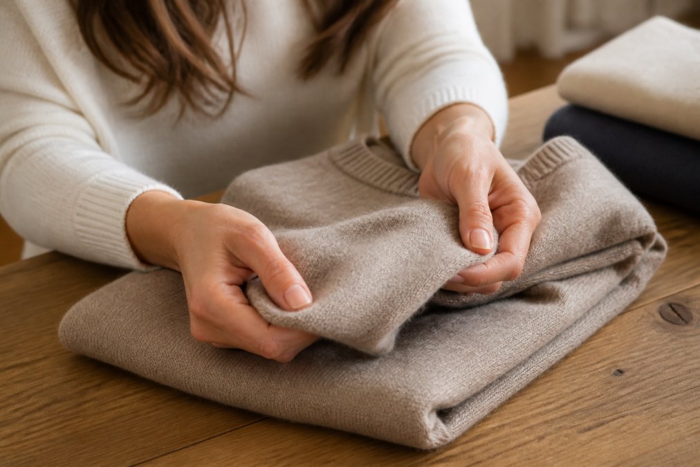 Professional illustration showing Close for high quality cashmere