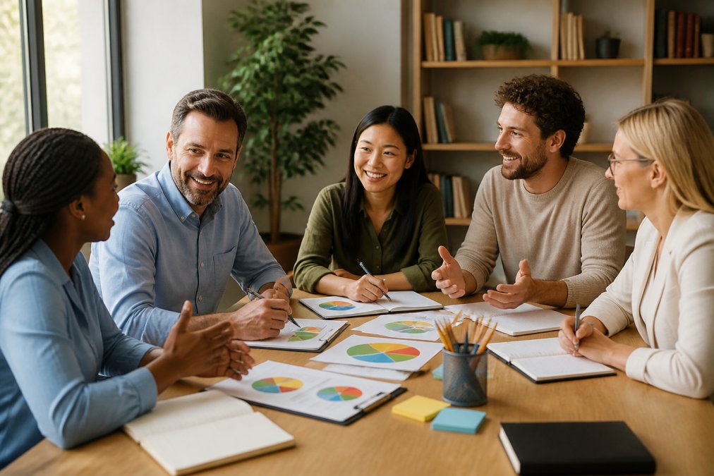 Professional illustration showing how to implement disc training in the workplace