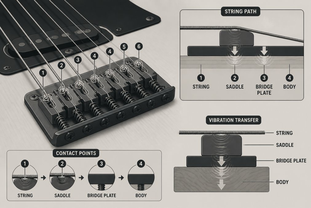 Professional illustration showing improve guitar resonance