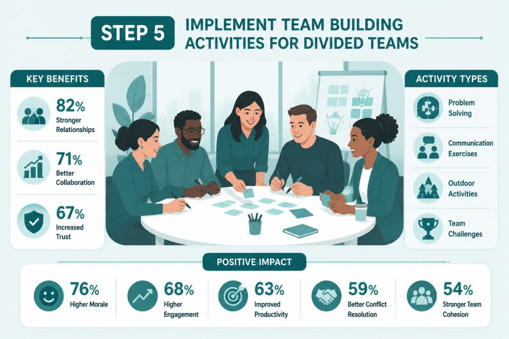 Diverse team of employees collaborating around table, smiling and engaged in workshop activity, modern office setting with natural light