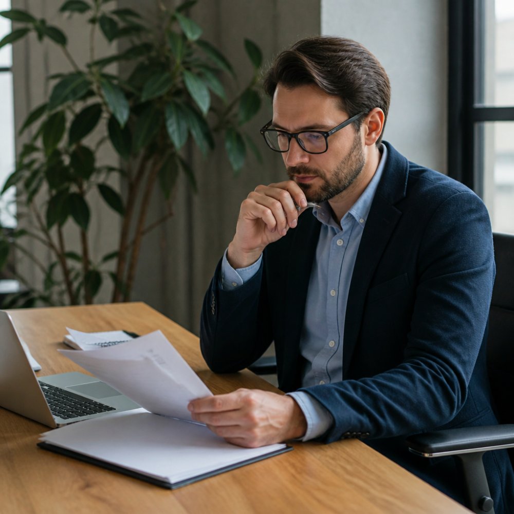 Sales professional reviewing qualified leads to increase b2b demo requests on a modern office computer