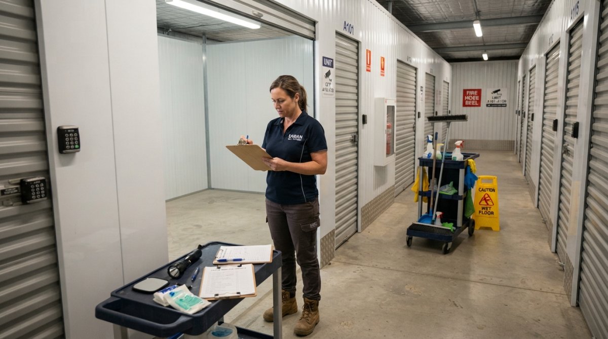 Step-by-step visual guide for Facility for inspect storage cleanliness