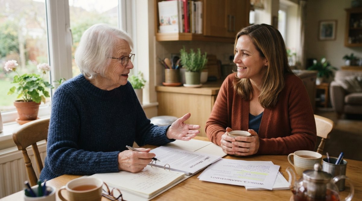 Infographic showing a 4-step framework to inspire a living legacy through calm family end-of-life discussions.