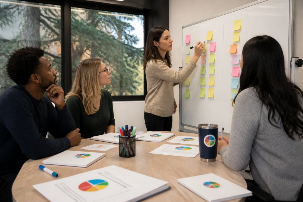 Professional illustration showing interpret DISC assessment results