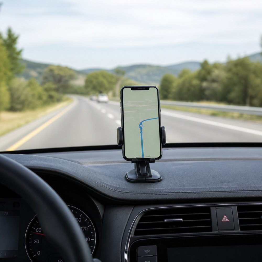 Professional illustration showing car phone mount secure